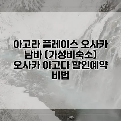 아고라 플레이스 오사카 남바 (가성비숙소) 오사카 아고다 할인예약 비법