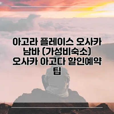 아고라 플레이스 오사카 남바 (가성비숙소) 오사카 아고다 할인예약 팁