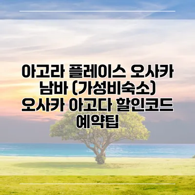 아고라 플레이스 오사카 남바 (가성비숙소) 오사카 아고다 할인코드 예약팁
