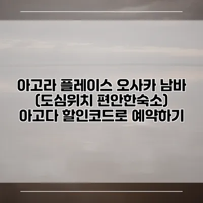 아고라 플레이스 오사카 남바 (도심위치 편안한숙소) 아고다 할인코드로 예약하기