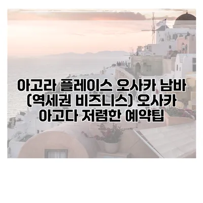 아고라 플레이스 오사카 남바 (역세권 비즈니스) 오사카 아고다 저렴한 예약팁