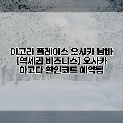 아고라 플레이스 오사카 남바 (역세권 비즈니스) 오사카 아고다 할인코드 예약팁