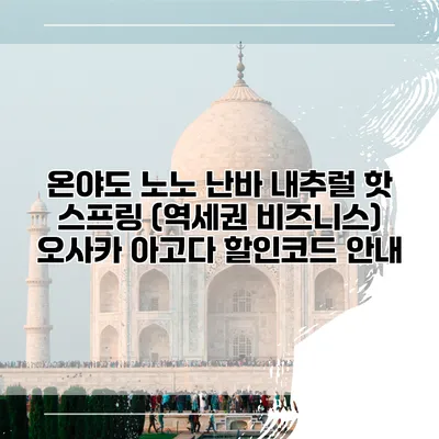 온야도 노노 난바 내추럴 핫 스프링 (역세권 비즈니스) 오사카 아고다 할인코드 안내