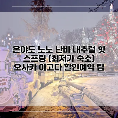 온야도 노노 난바 내추럴 핫 스프링 (최저가 숙소) 오사카 아고다 할인예약 팁