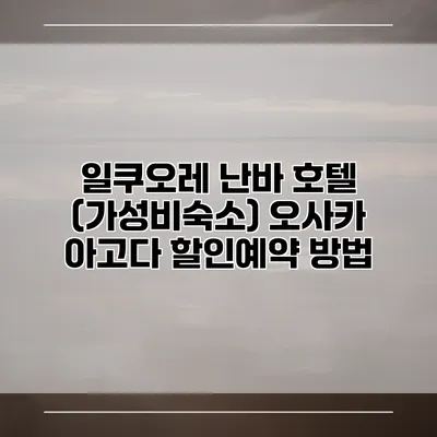 일쿠오레 난바 호텔 (가성비숙소) 오사카 아고다 할인예약 방법