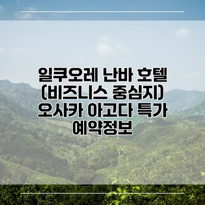 일쿠오레 난바 호텔 (비즈니스 중심지) 오사카 아고다 특가 예약정보