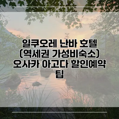 일쿠오레 난바 호텔 (역세권 가성비숙소) 오사카 아고다 할인예약 팁