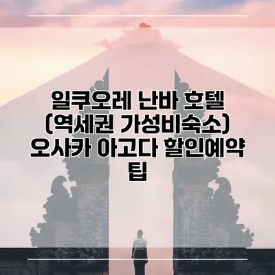 일쿠오레 난바 호텔 (역세권 가성비숙소) 오사카 아고다 할인예약 팁