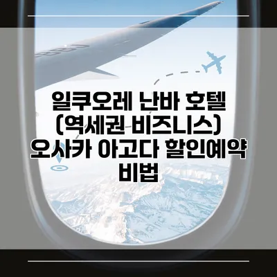 일쿠오레 난바 호텔 (역세권 비즈니스) 오사카 아고다 할인예약 비법