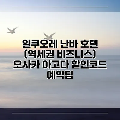 일쿠오레 난바 호텔 (역세권 비즈니스) 오사카 아고다 할인코드 예약팁