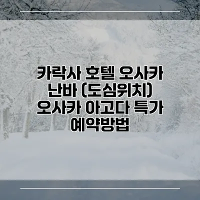 카락사 호텔 오사카 난바 (도심위치) 오사카 아고다 특가 예약방법
