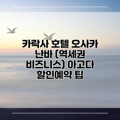 카락사 호텔 오사카 난바 (역세권 비즈니스) 아고다 할인예약 팁