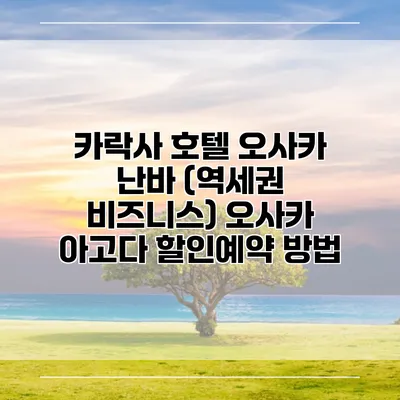 카락사 호텔 오사카 난바 (역세권 비즈니스) 오사카 아고다 할인예약 방법