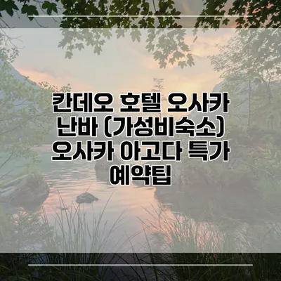 칸데오 호텔 오사카 난바 (가성비숙소) 오사카 아고다 특가 예약팁