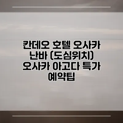 칸데오 호텔 오사카 난바 (도심위치) 오사카 아고다 특가 예약팁