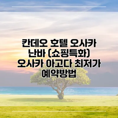 칸데오 호텔 오사카 난바 (쇼핑특화) 오사카 아고다 최저가 예약방법