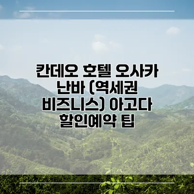 칸데오 호텔 오사카 난바 (역세권 비즈니스) 아고다 할인예약 팁