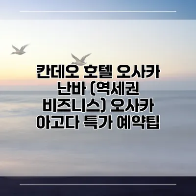 칸데오 호텔 오사카 난바 (역세권 비즈니스) 오사카 아고다 특가 예약팁