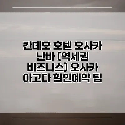 칸데오 호텔 오사카 난바 (역세권 비즈니스) 오사카 아고다 할인예약 팁