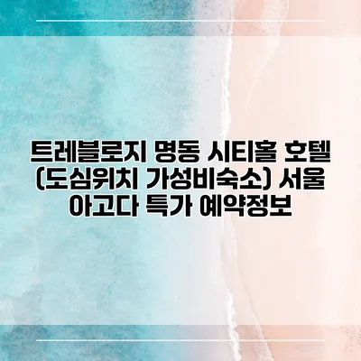 트레블로지 명동 시티홀 호텔 (도심위치 가성비숙소) 서울 아고다 특가 예약정보