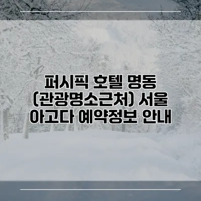 퍼시픽 호텔 명동 (관광명소근처) 서울 아고다 예약정보 안내