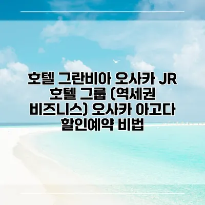 호텔 그란비아 오사카 JR 호텔 그룹 (역세권 비즈니스) 오사카 아고다 할인예약 비법