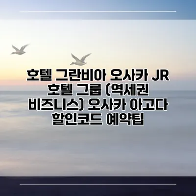 호텔 그란비아 오사카 JR 호텔 그룹 (역세권 비즈니스) 오사카 아고다 할인코드 예약팁