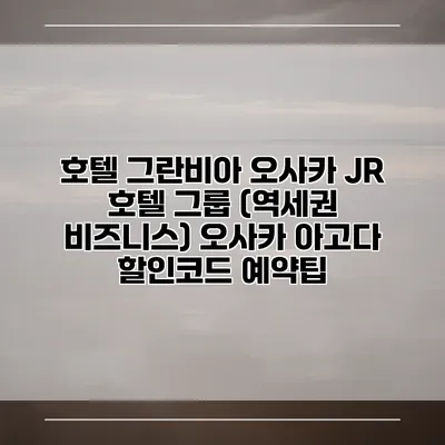 호텔 그란비아 오사카 JR 호텔 그룹 (역세권 비즈니스) 오사카 아고다 할인코드 예약팁