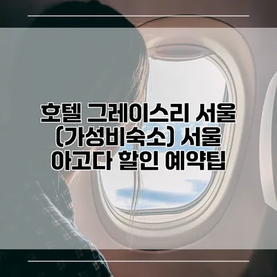 호텔 그레이스리 서울 (가성비숙소) 서울 아고다 할인 예약팁