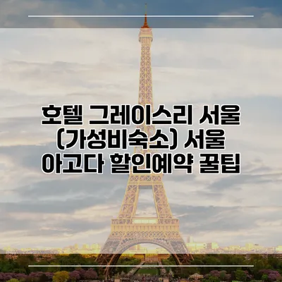 호텔 그레이스리 서울 (가성비숙소) 서울 아고다 할인예약 꿀팁