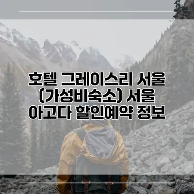 호텔 그레이스리 서울 (가성비숙소) 서울 아고다 할인예약 정보