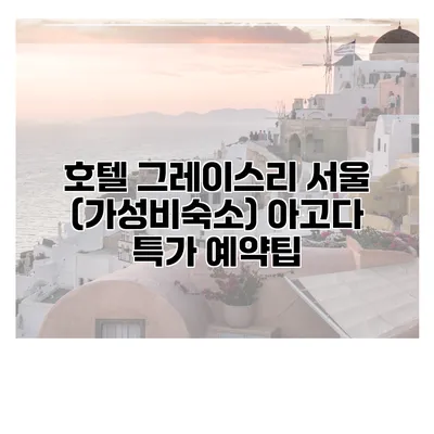 호텔 그레이스리 서울 (가성비숙소) 아고다 특가 예약팁