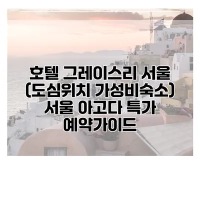 호텔 그레이스리 서울 (도심위치 가성비숙소) 서울 아고다 특가 예약가이드