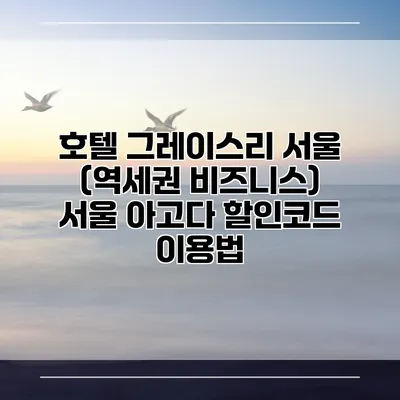 호텔 그레이스리 서울 (역세권 비즈니스) 서울 아고다 할인코드 이용법