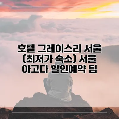 호텔 그레이스리 서울 (최저가 숙소) 서울 아고다 할인예약 팁