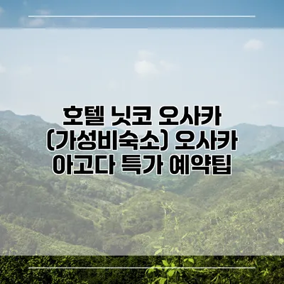 호텔 닛코 오사카 (가성비숙소) 오사카 아고다 특가 예약팁