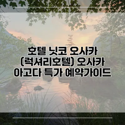 호텔 닛코 오사카 (럭셔리호텔) 오사카 아고다 특가 예약가이드