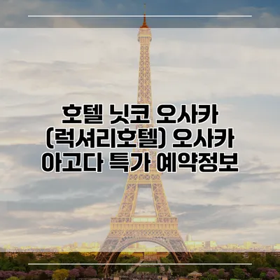 호텔 닛코 오사카 (럭셔리호텔) 오사카 아고다 특가 예약정보