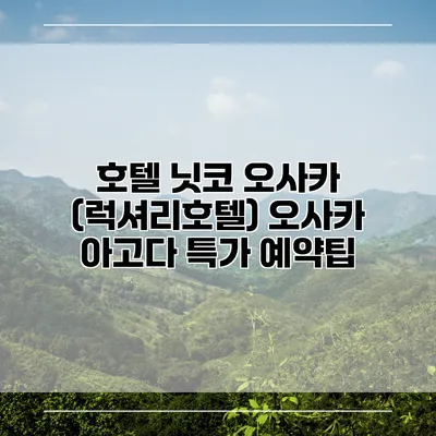 호텔 닛코 오사카 (럭셔리호텔) 오사카 아고다 특가 예약팁