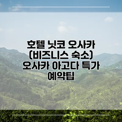 호텔 닛코 오사카 (비즈니스 숙소) 오사카 아고다 특가 예약팁