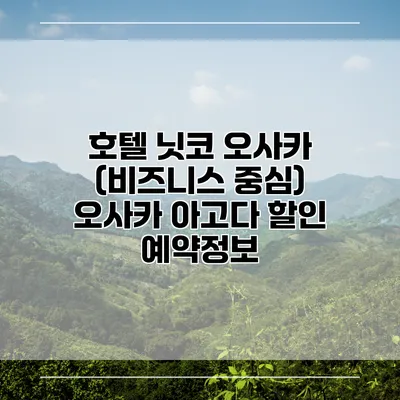 호텔 닛코 오사카 (비즈니스 중심) 오사카 아고다 할인 예약정보