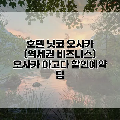 호텔 닛코 오사카 (역세권 비즈니스) 오사카 아고다 할인예약 팁