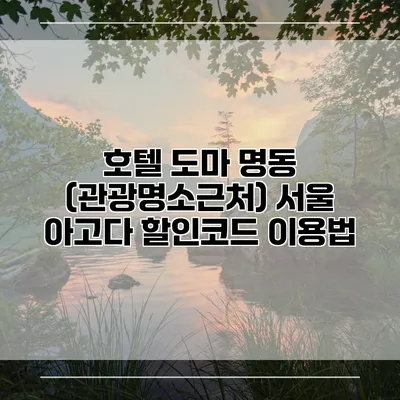 호텔 도마 명동 (관광명소근처) 서울 아고다 할인코드 이용법