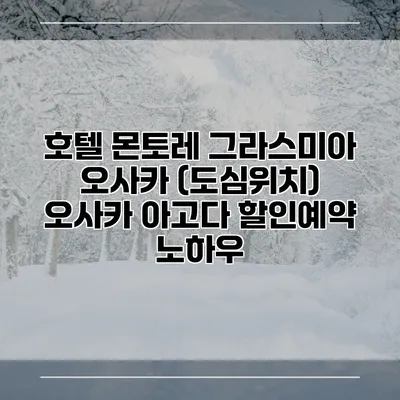 호텔 몬토레 그라스미아 오사카 (도심위치) 오사카 아고다 할인예약 노하우