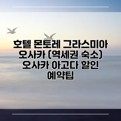 호텔 몬토레 그라스미아 오사카 (역세권 숙소) 오사카 아고다 할인 예약팁