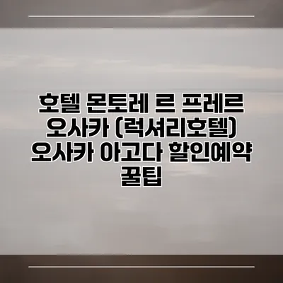 호텔 몬토레 르 프레르 오사카 (럭셔리호텔) 오사카 아고다 할인예약 꿀팁