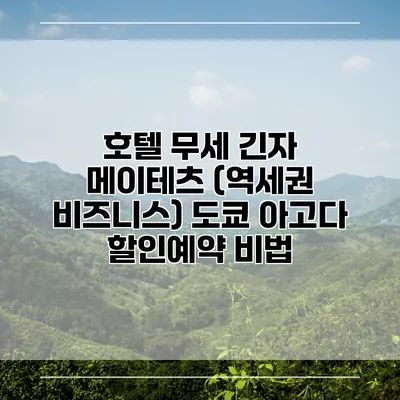 호텔 무세 긴자 메이테츠 (역세권 비즈니스) 도쿄 아고다 할인예약 비법