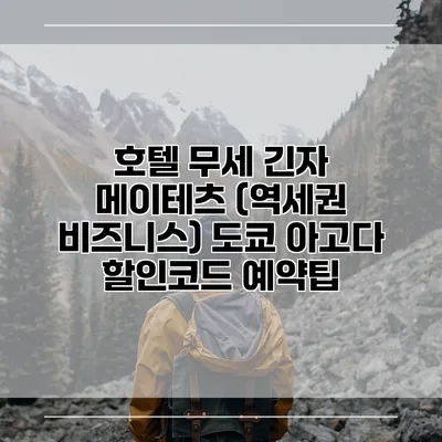호텔 무세 긴자 메이테츠 (역세권 비즈니스) 도쿄 아고다 할인코드 예약팁