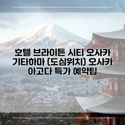 호텔 브라이튼 시티 오사카 기타하마 (도심위치) 오사카 아고다 특가 예약팁
