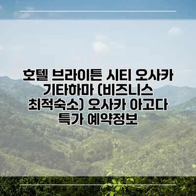 호텔 브라이튼 시티 오사카 기타하마 (비즈니스 최적숙소) 오사카 아고다 특가 예약정보